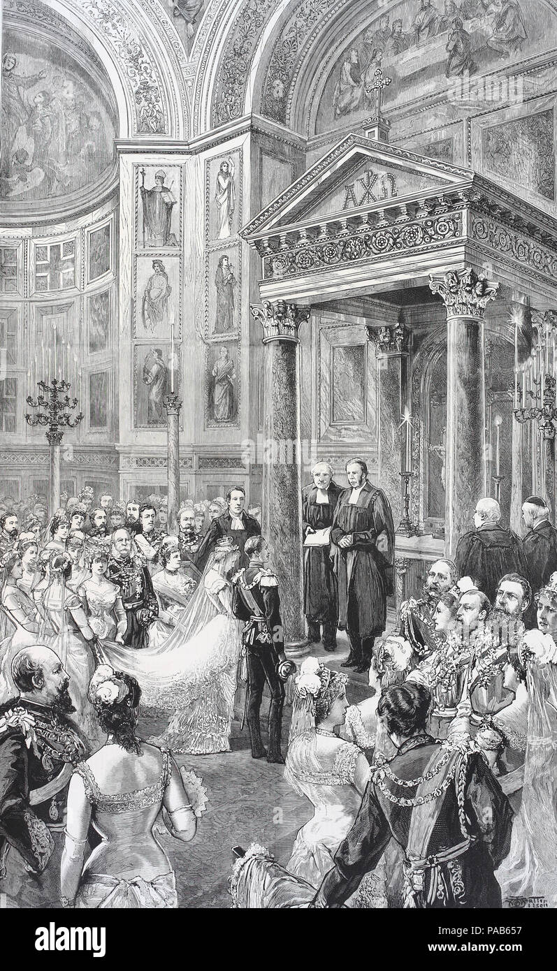 The Royal Wedding In Berlin Marriage Ceremony Chapel Of Castle Augusta Victoria Schleswig Holstein And Prince Wilhelm Prussia Digital Improved Reproduction An Original Woodcut Print 