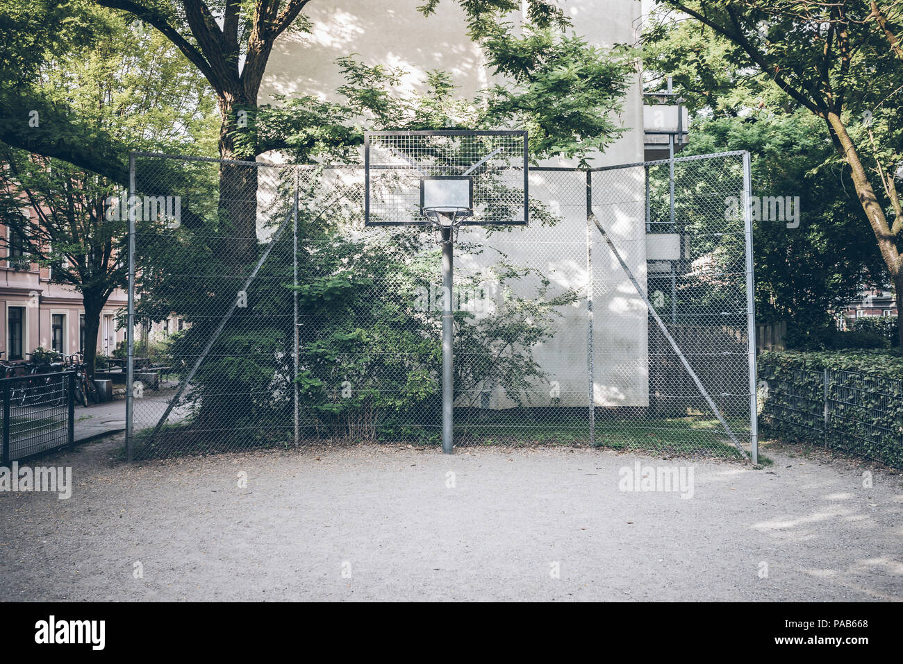 basketball court in residential neighborhood Stock Photo