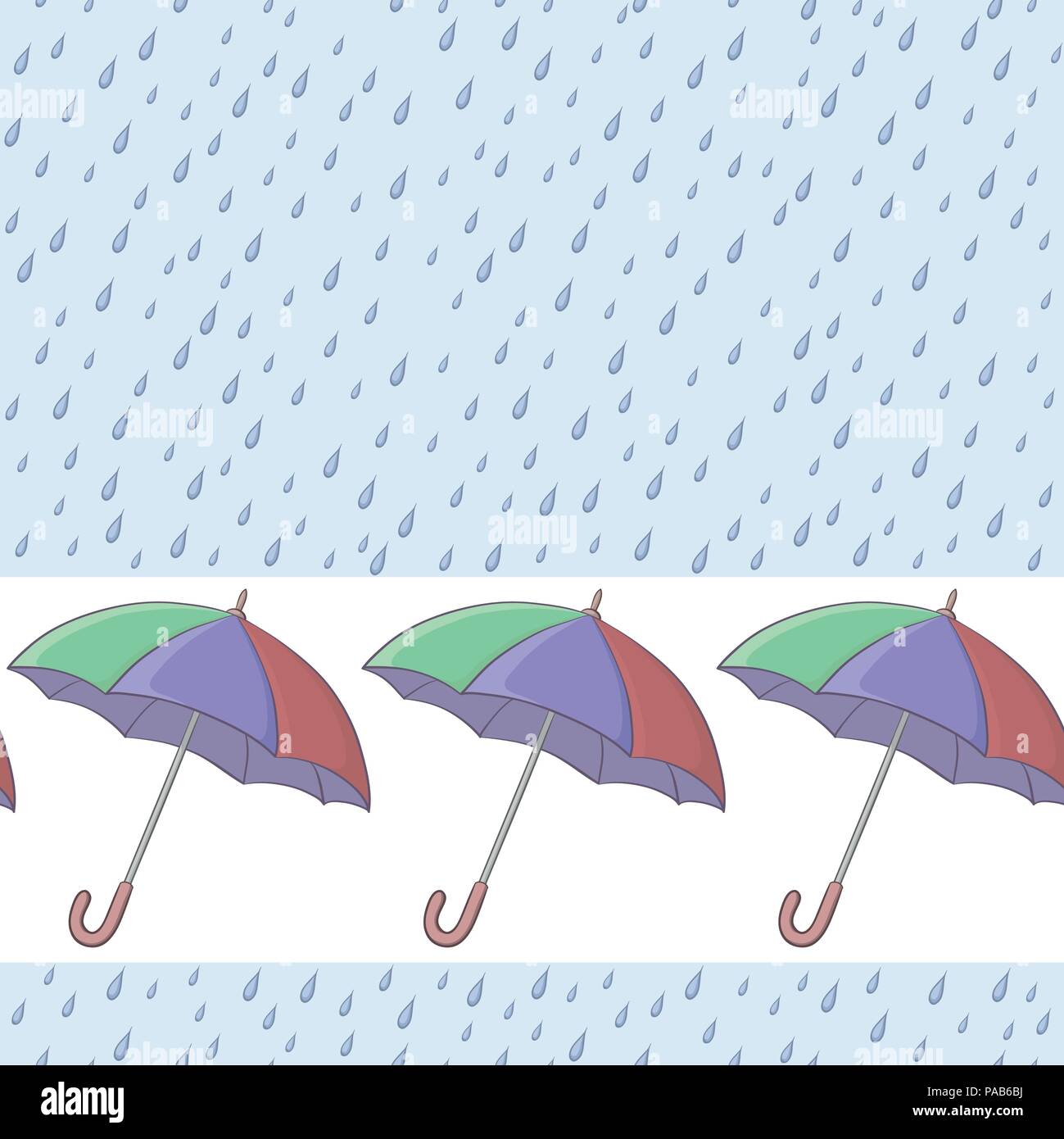 Umbrellas and rain, seamless background Stock Vector