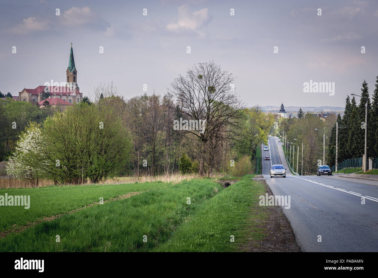 Saint Trinity Church of Evangelical Church of Augsburg Confession church in Skoczow town, Silesian Voivodeship of Poland Stock Photo