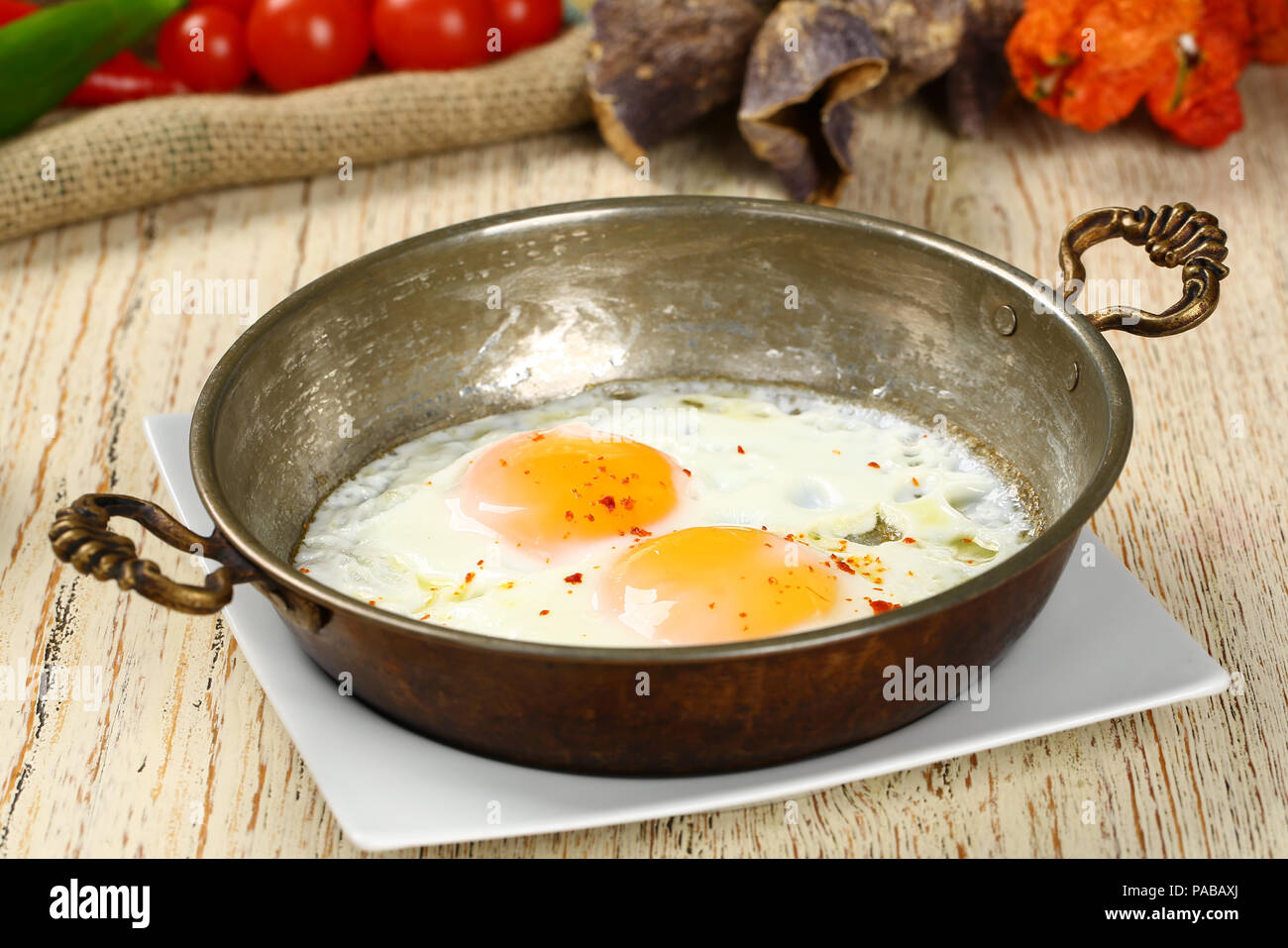 Fried Egg on frying a pan Stock Photo - Alamy