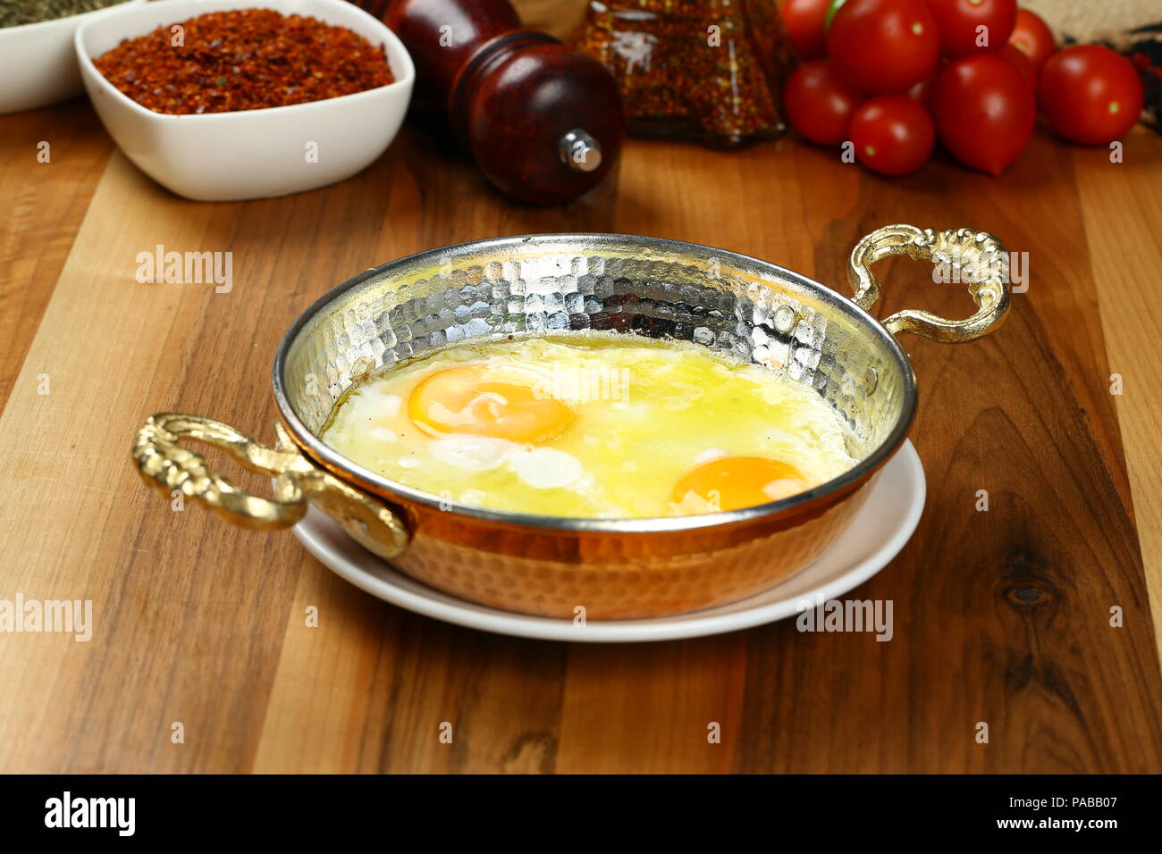 Fried Egg on frying a pan Stock Photo - Alamy
