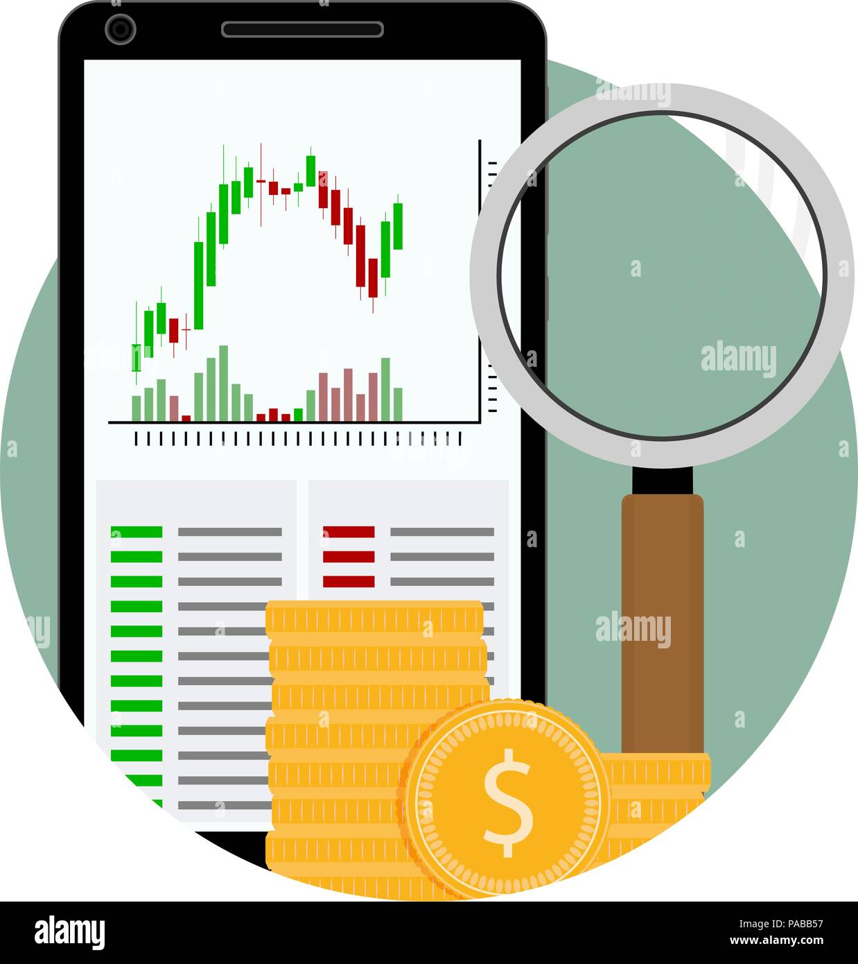 Analysis of financial exchange graphics, icon exchange trading. Vector ...