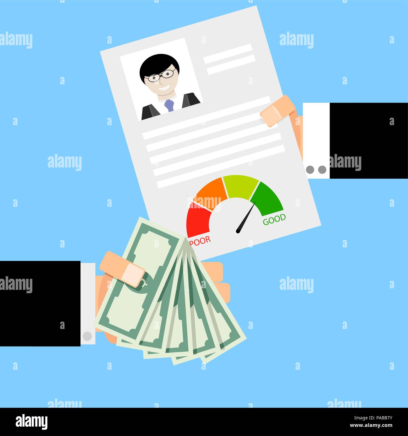 Get financial loan. Financial cash credit, confirm give money, vector