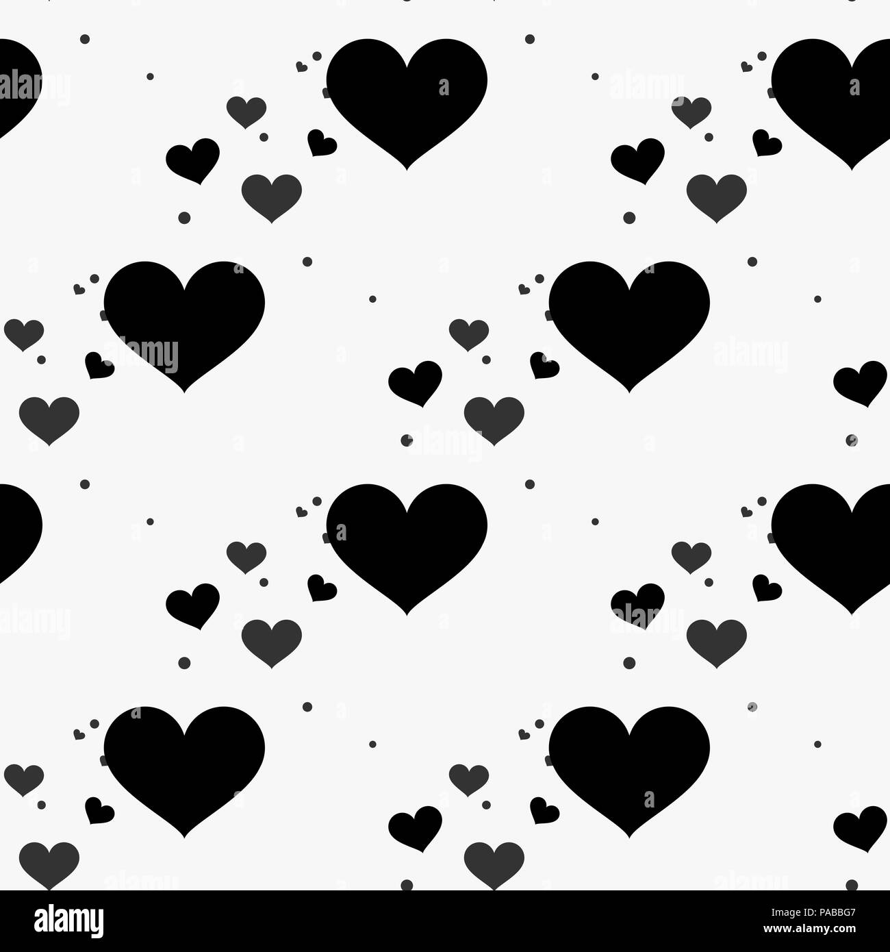 Modern kids b w seamless pattern with heart. Hand drawn graphic black and white cute minimalistic scandinavian cartoon elements on white background ep Stock Vector