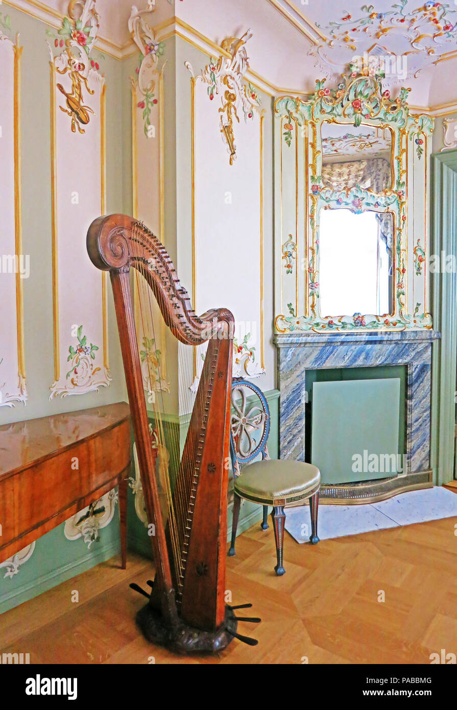 harp,  Uphagen's House, museum, Długa, Gdańsk, Pomerania, Poland Stock Photo