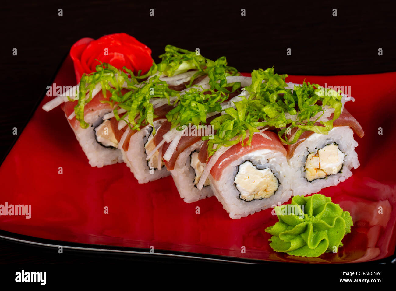 Japanese roll with tuna and cream Stock Photo Alamy