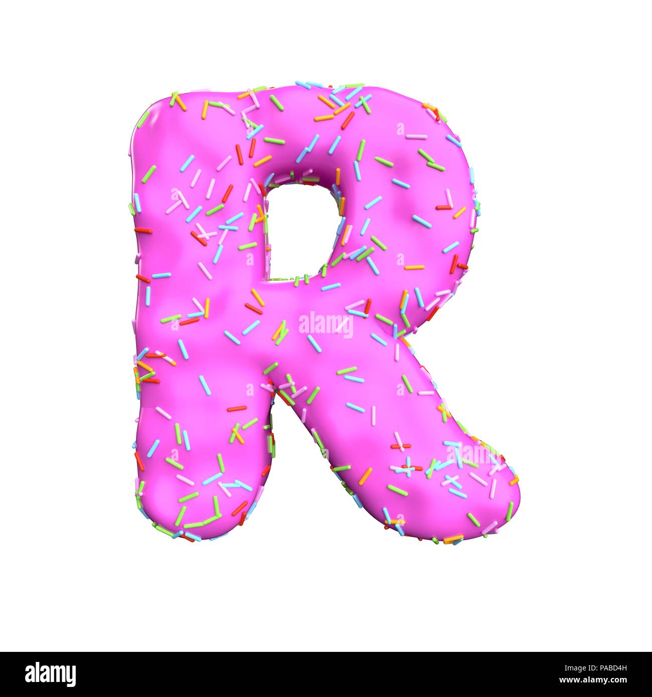 Pink sugar sprinkle letter R Isolated on white background Stock Photo ...
