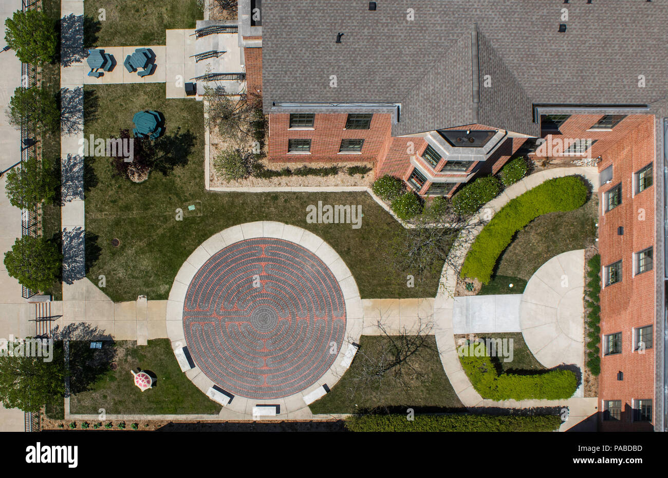 Aerial view of the grounds surrounding Petoskey District Library Stock Photo