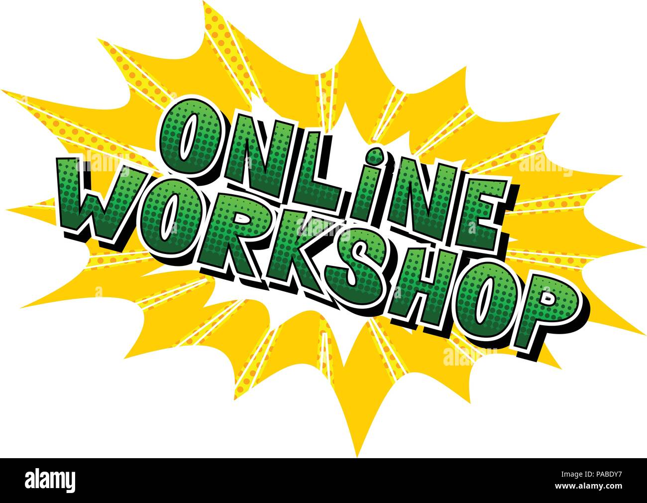 online workshop comic book style word on abstract background stock online word style