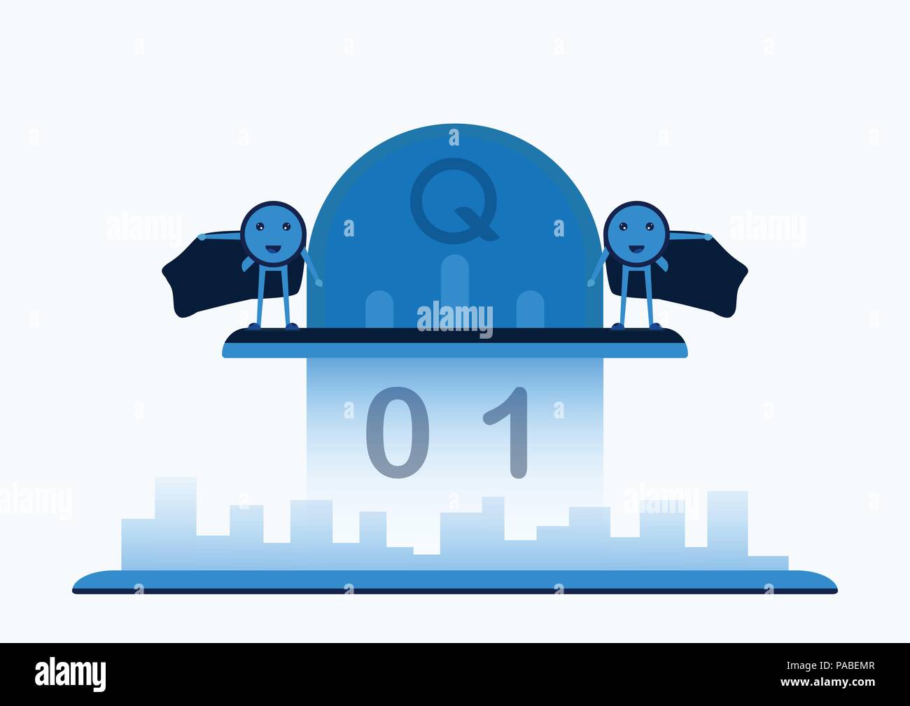 Character Design In Concept Of Quantum Computing Vector