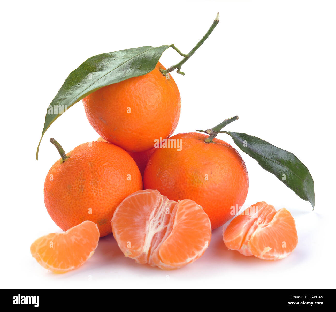 clementines with segments on a white background Stock Photo Alamy