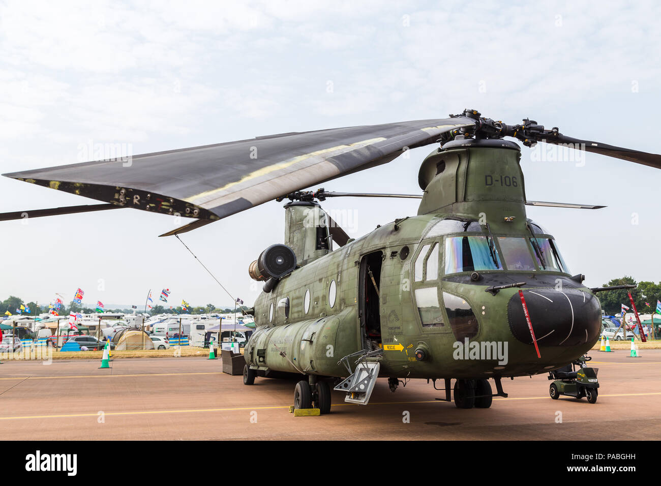 Royal Netherlands Air Force CH-47D Chinook pictured at the 2018 Royal International Air Tattoo at RAF Fairford in Gloucestershire. Stock Photo