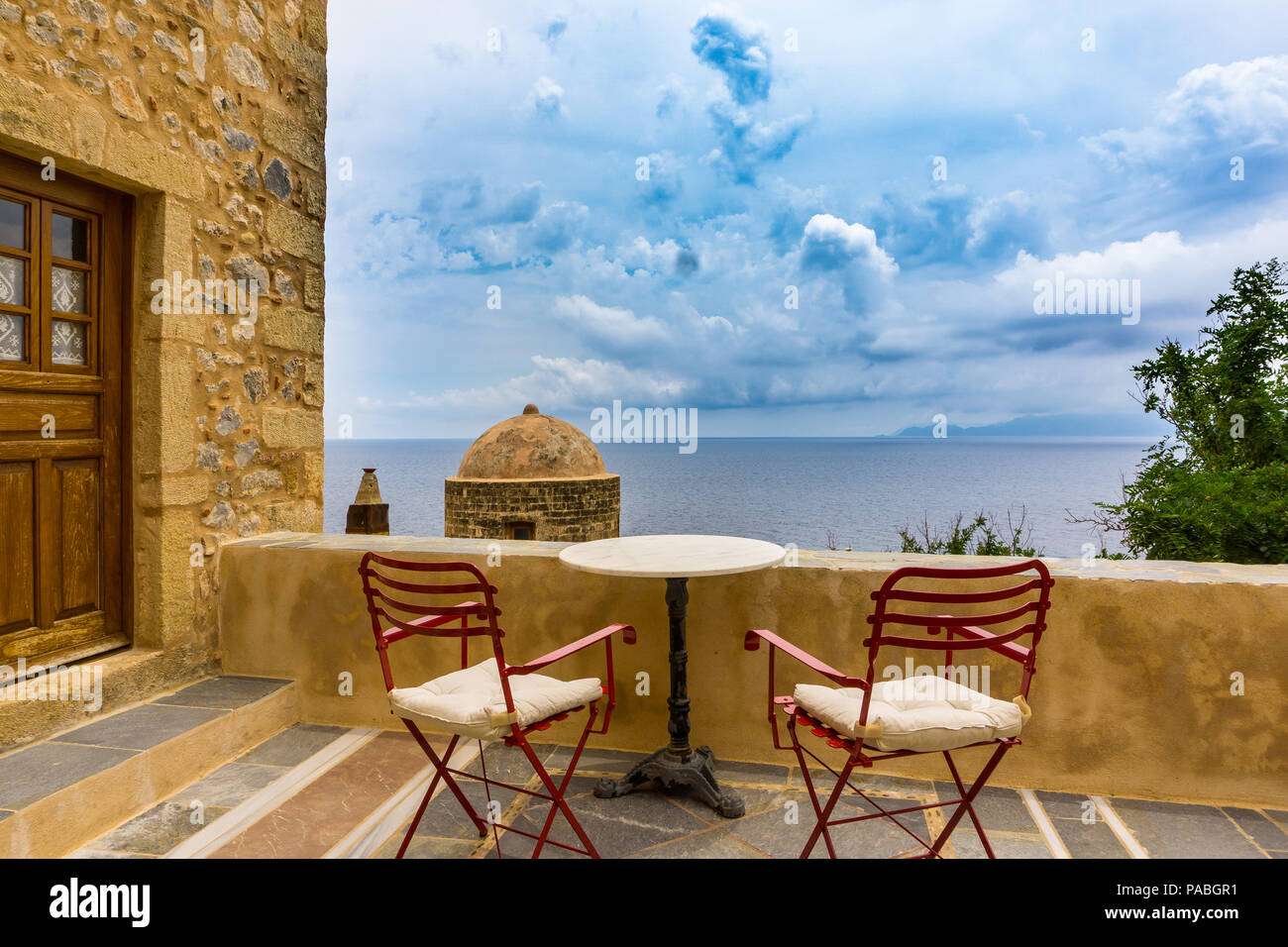 A balcony of a traditional house in Monemvasia in Lakonia of