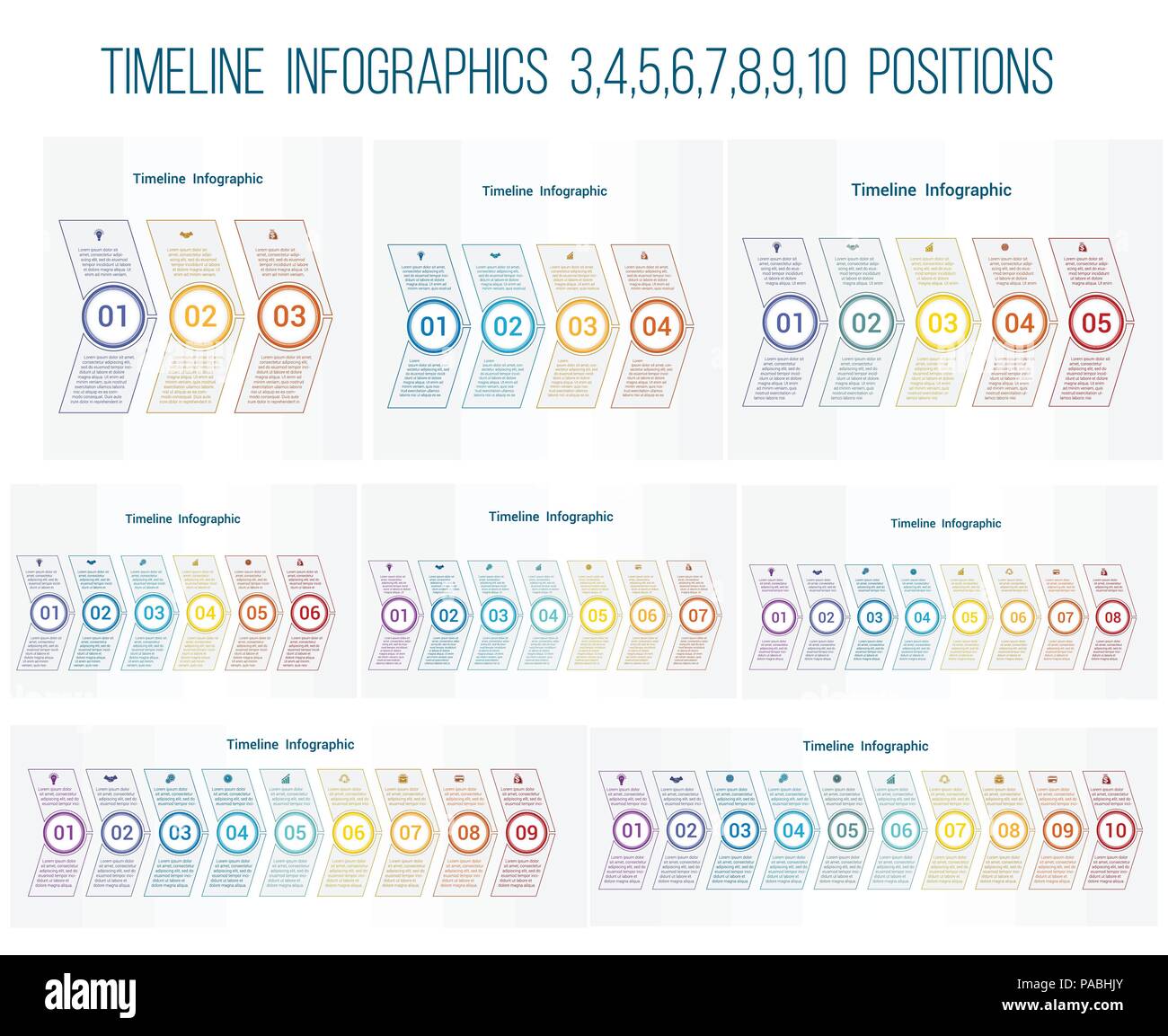 Set 8 templates, Colorful Timelines arrows Infographics for business ...