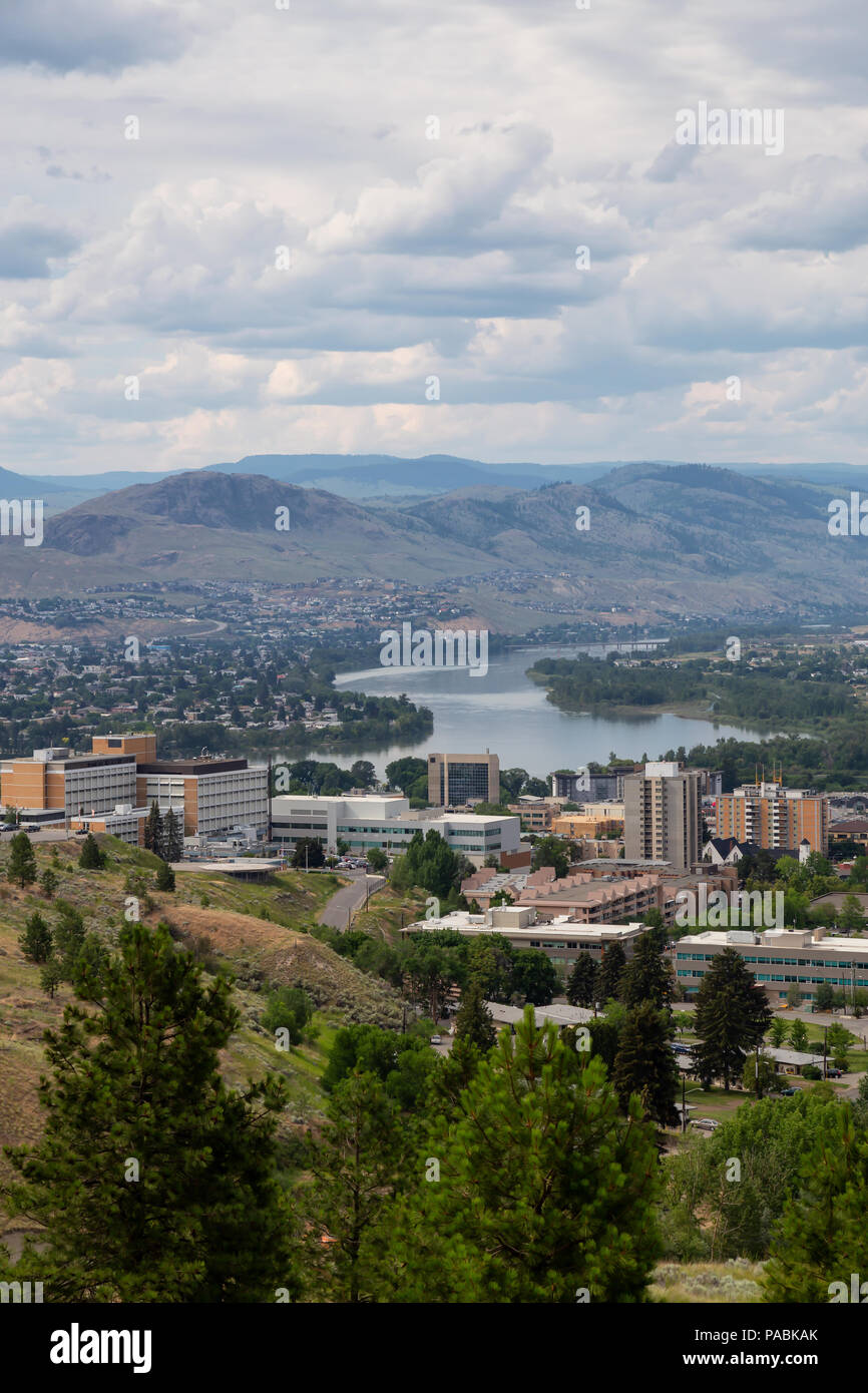 Aerial panoramic view of Kamloops City during a cloudy summer day. Located  in Interior BC, Canada. Stock Photo | Adobe Stock