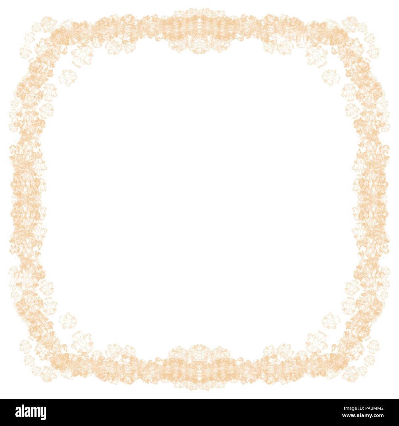 orange watercolor frame border mirror pattern, vector illustration Stock Vector