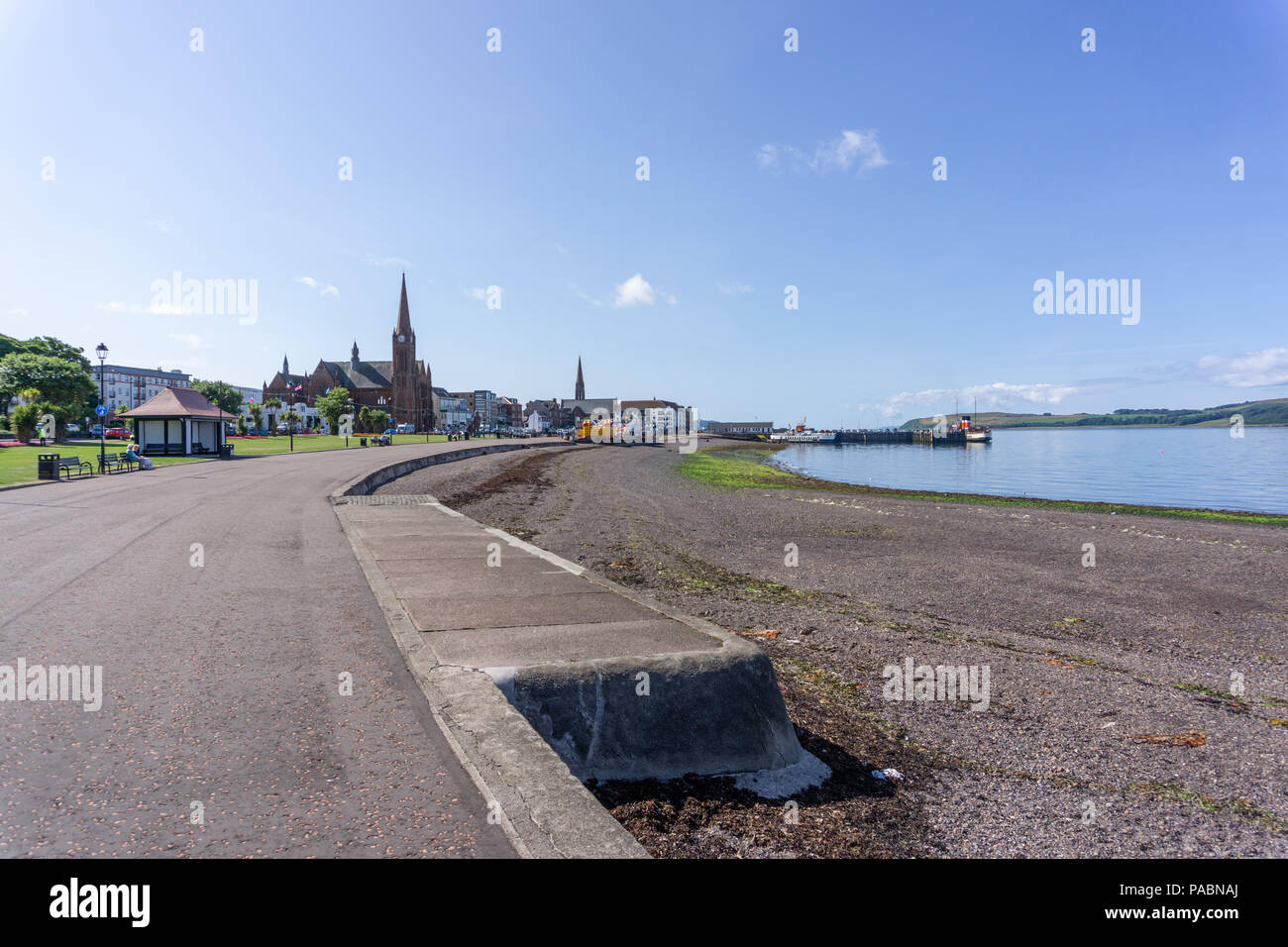 Largs, Scotland, UK - July 19, 2018: The town of Largs known as the 'Gem of the Clyde' in Scotland with Hunterston Power Stations in a far distance. I Stock Photo