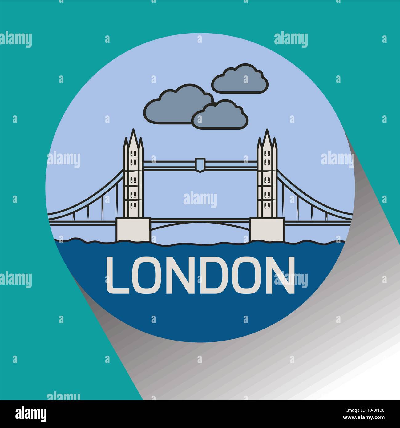 London Tower Bridge Linear Stock Vector