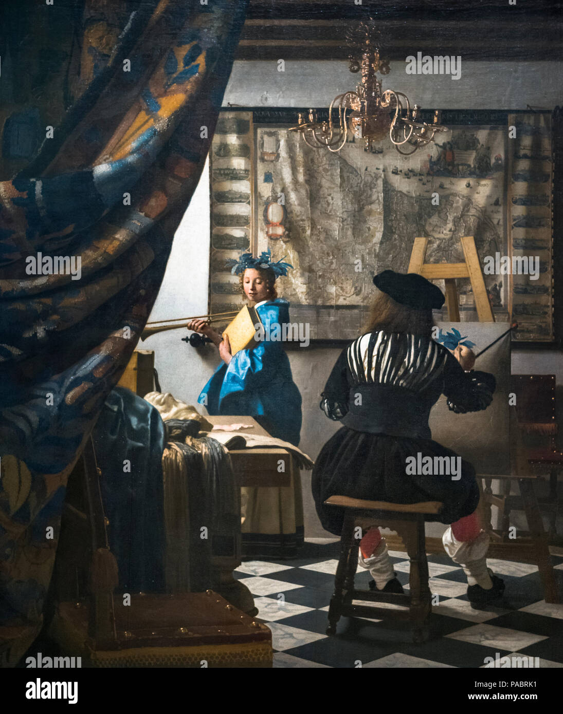 JOHANNES VERMEER (1632-1675)                 THE ART OF PAINTING (1666/1668)   KUNSTHISTORISCHES MUSEUM              VIENNA AUSTRIA Stock Photo