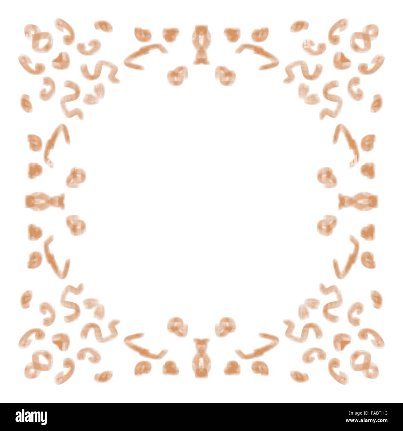 orange watercolor frame border mirror pattern, vector illustration Stock Vector