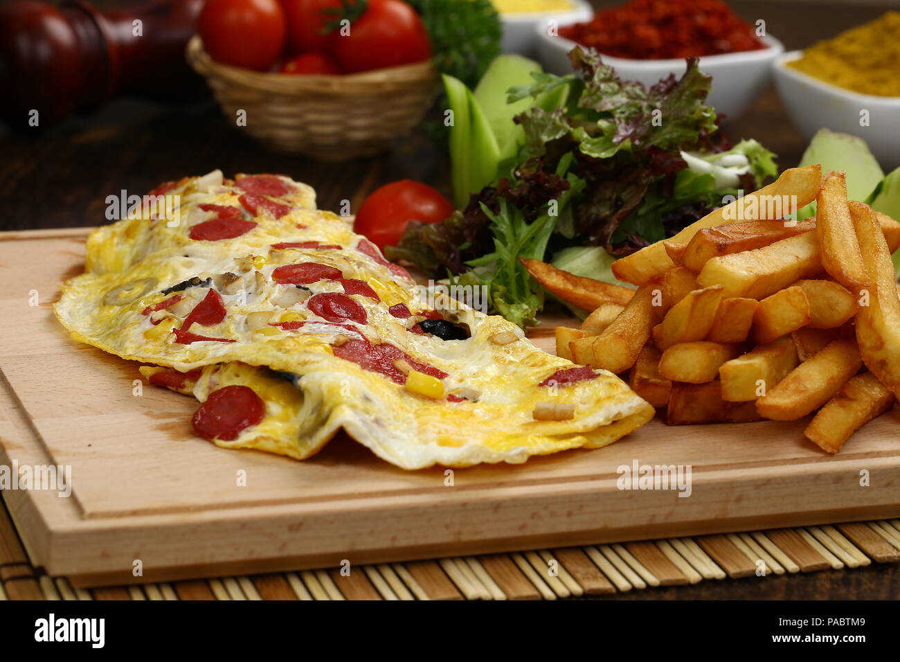 Fried Egg and Sausage in a pan Sahanda Yumurta Stock Photo Alamy