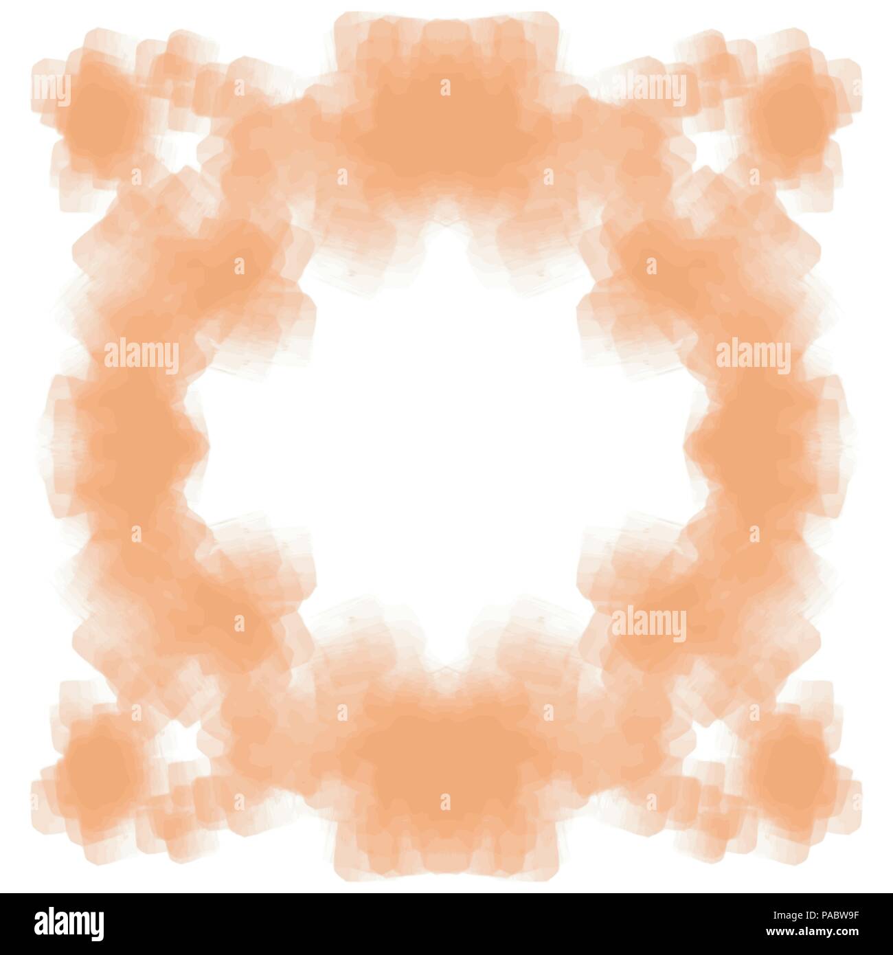 orange watercolor frame border mirror pattern, vector illustration Stock Vector