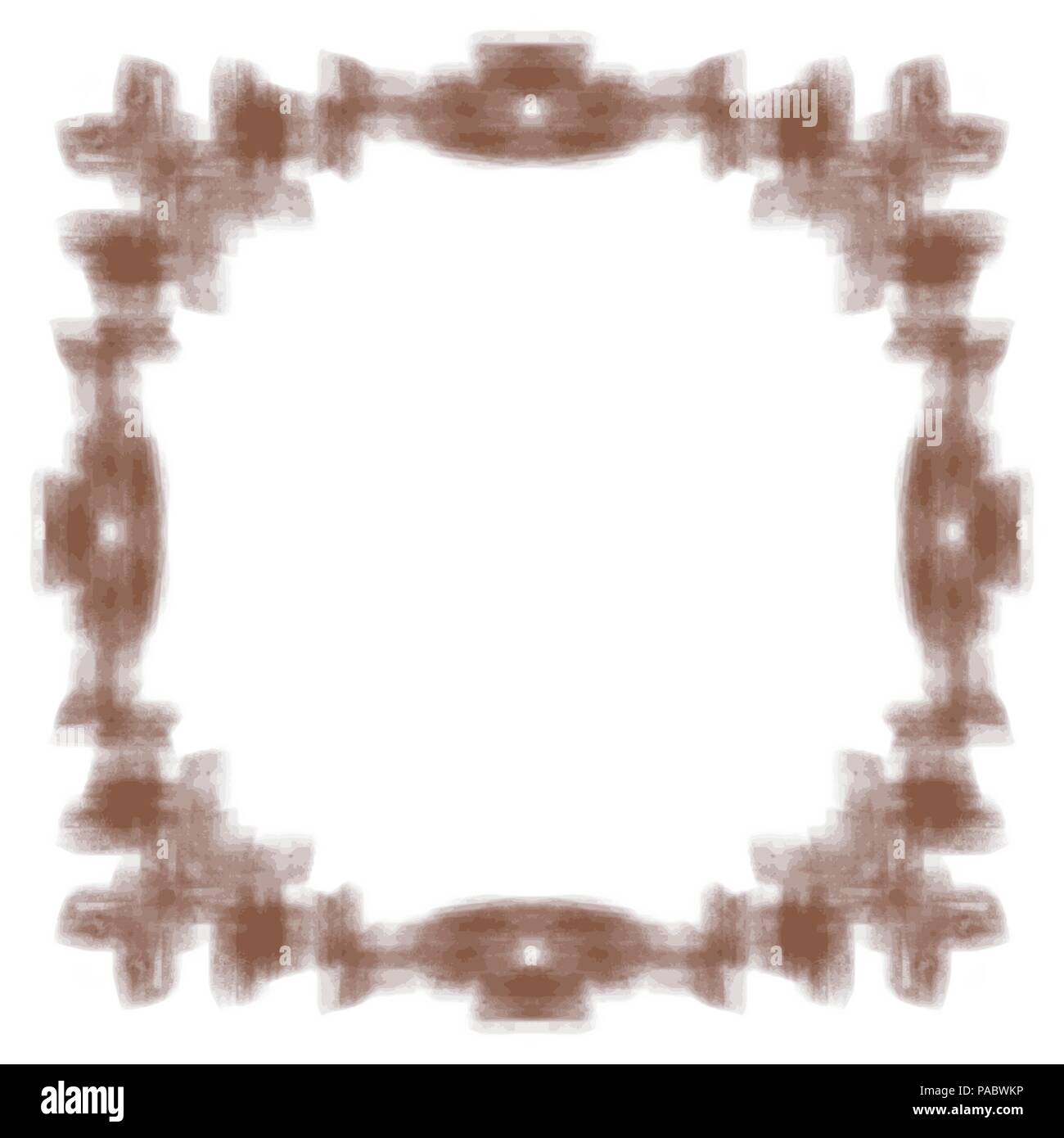 brown watercolor frame border mirror pattern, vector illustration Stock Vector
