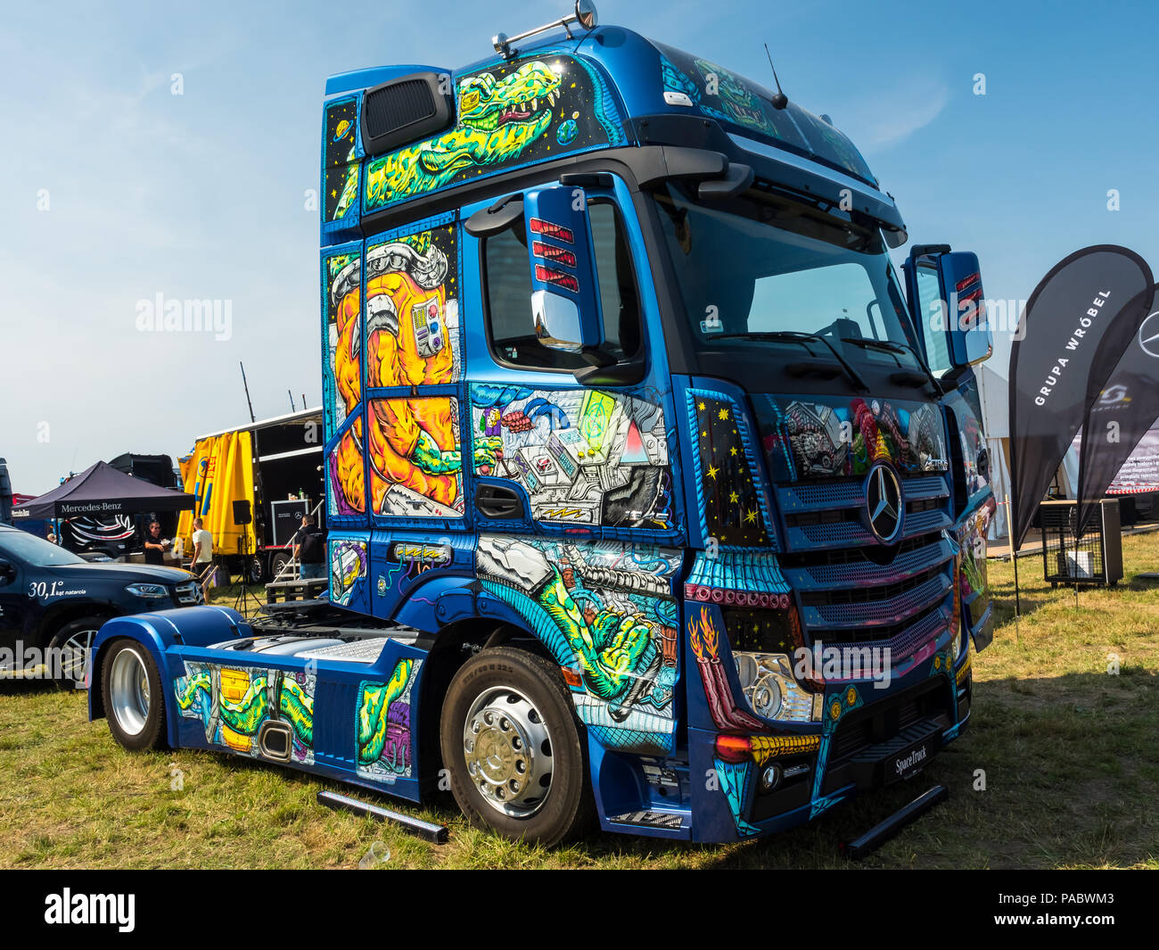 Master Truck Show 20-22.07. 2018 Poland , Opole, Polska Nowa Wieś. Truck cabin painted in various colors Stock Photo
