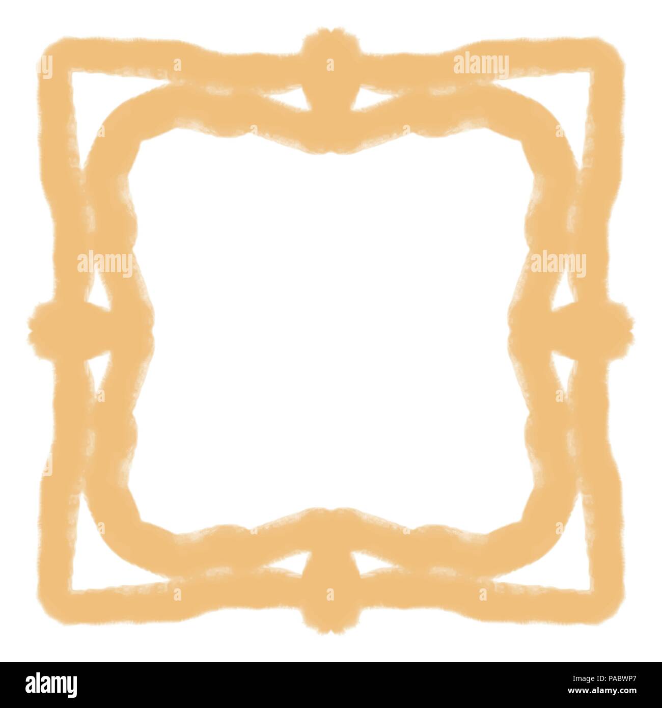 orange watercolor frame border mirror pattern, vector illustration Stock Vector