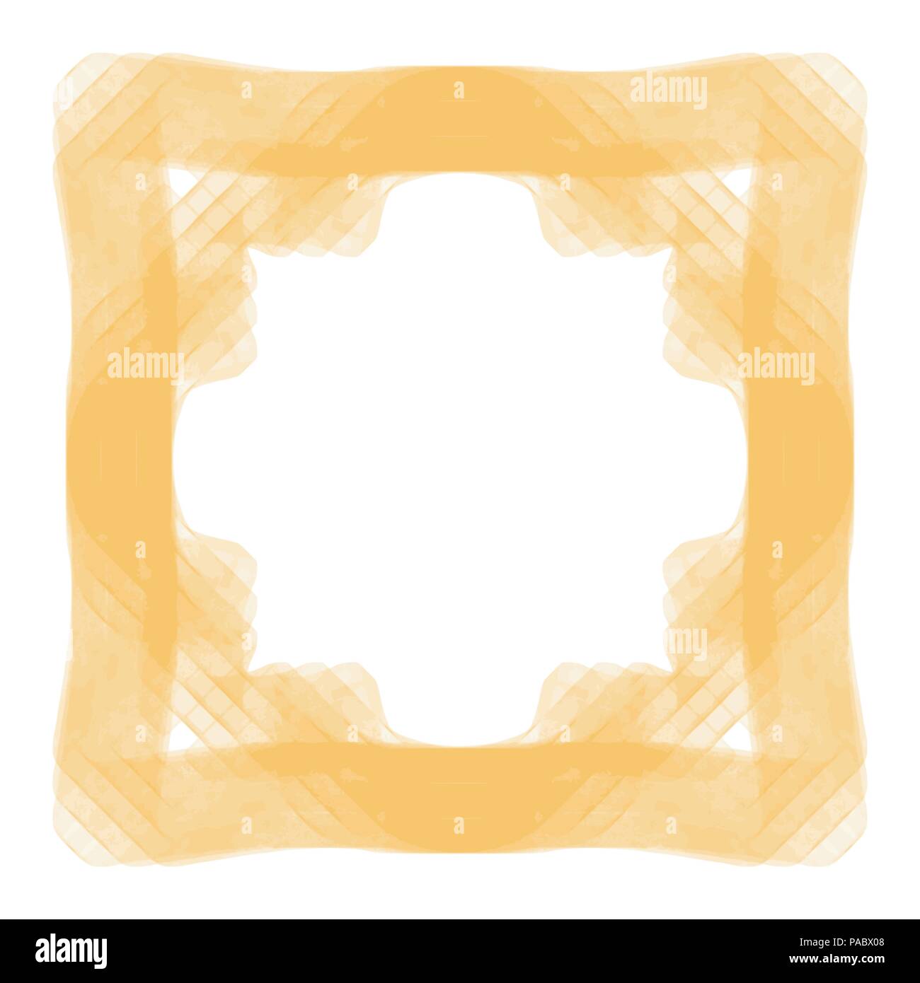 orange watercolor frame border mirror pattern, vector illustration Stock Vector