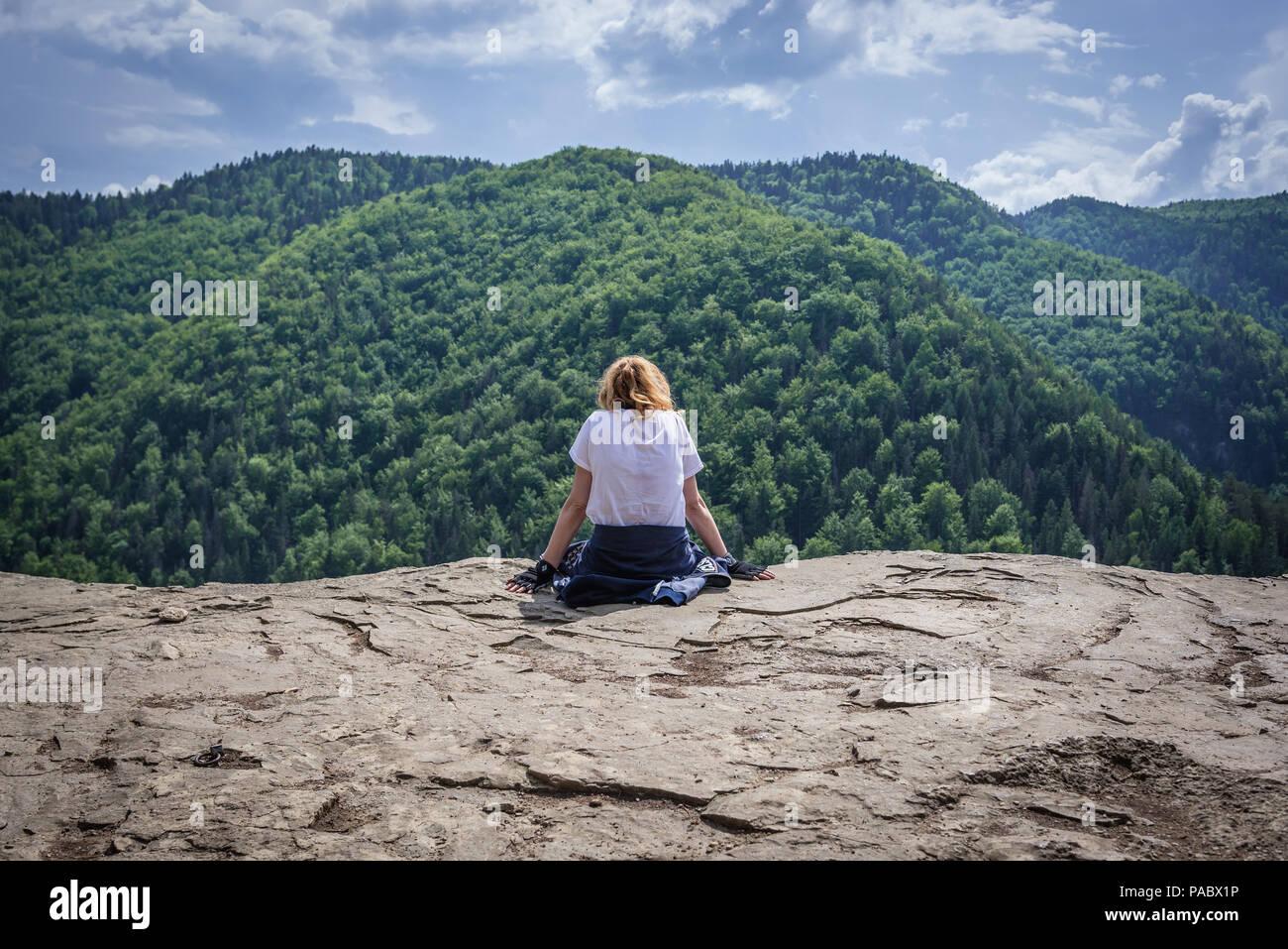 Tomasovsky Vyhlad viewing point on the left side of the Hornad River valley in Slovak Paradise National Park, Slovakia Stock Photo