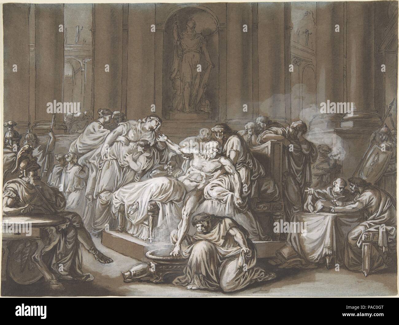 The Death of Seneca. Artist: Jean Guillaume Moitte (French, Paris 1746-1810 Paris). Dimensions: 8 3/4 x 11 13/16 in.  (22.2 x 30 cm.). Date: n.d.. Museum: Metropolitan Museum of Art, New York, USA. Stock Photo