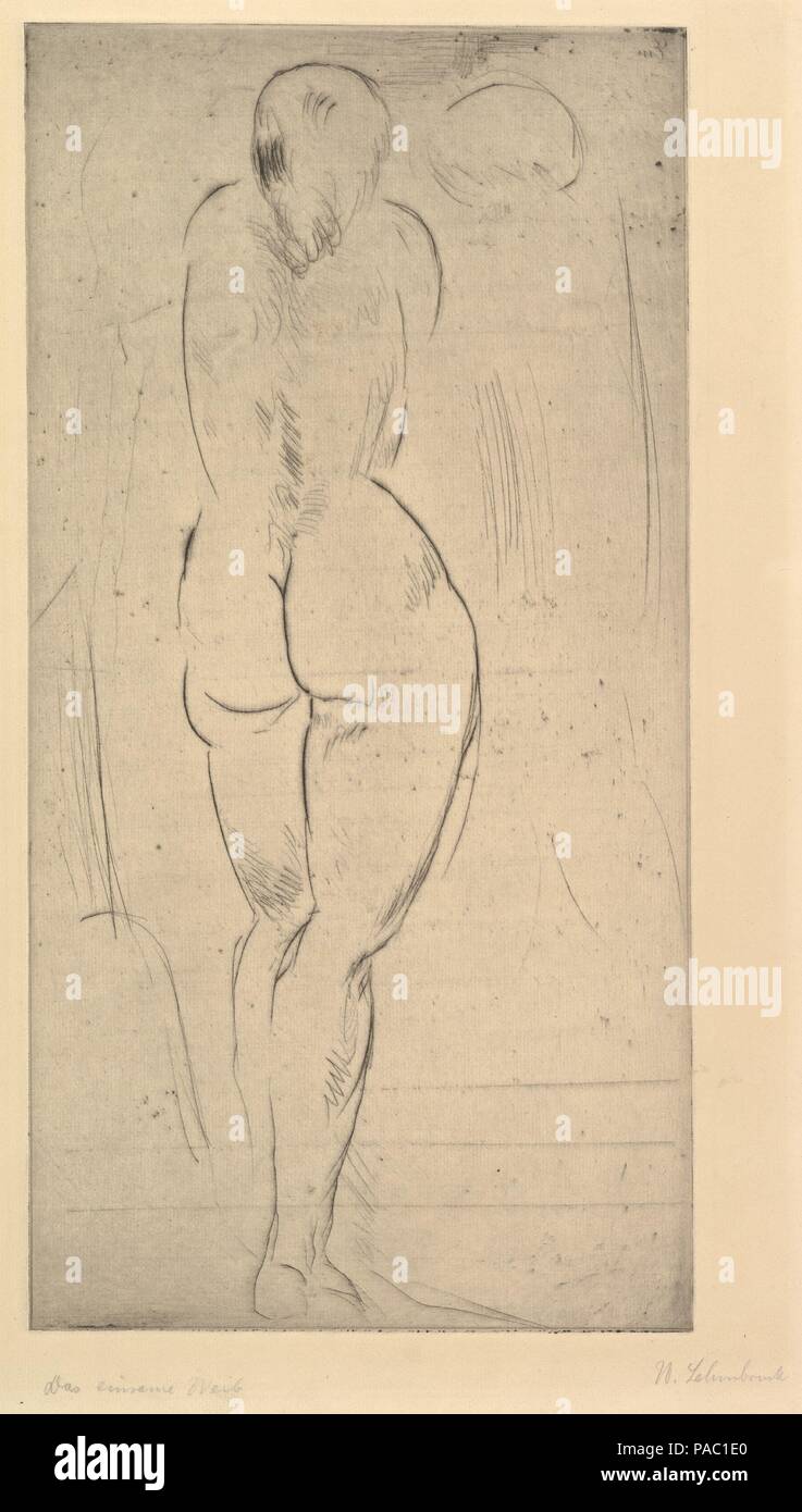 The Solitary Woman (Das einsame Weib). Artist: Wilhelm Lehmbruck (German, Duisburg 1881-1919 Berlin). Dimensions: plate: 19 x 19 3/4 inches (48 x 25 cm). Date: 1914. Museum: Metropolitan Museum of Art, New York, USA. Stock Photo
