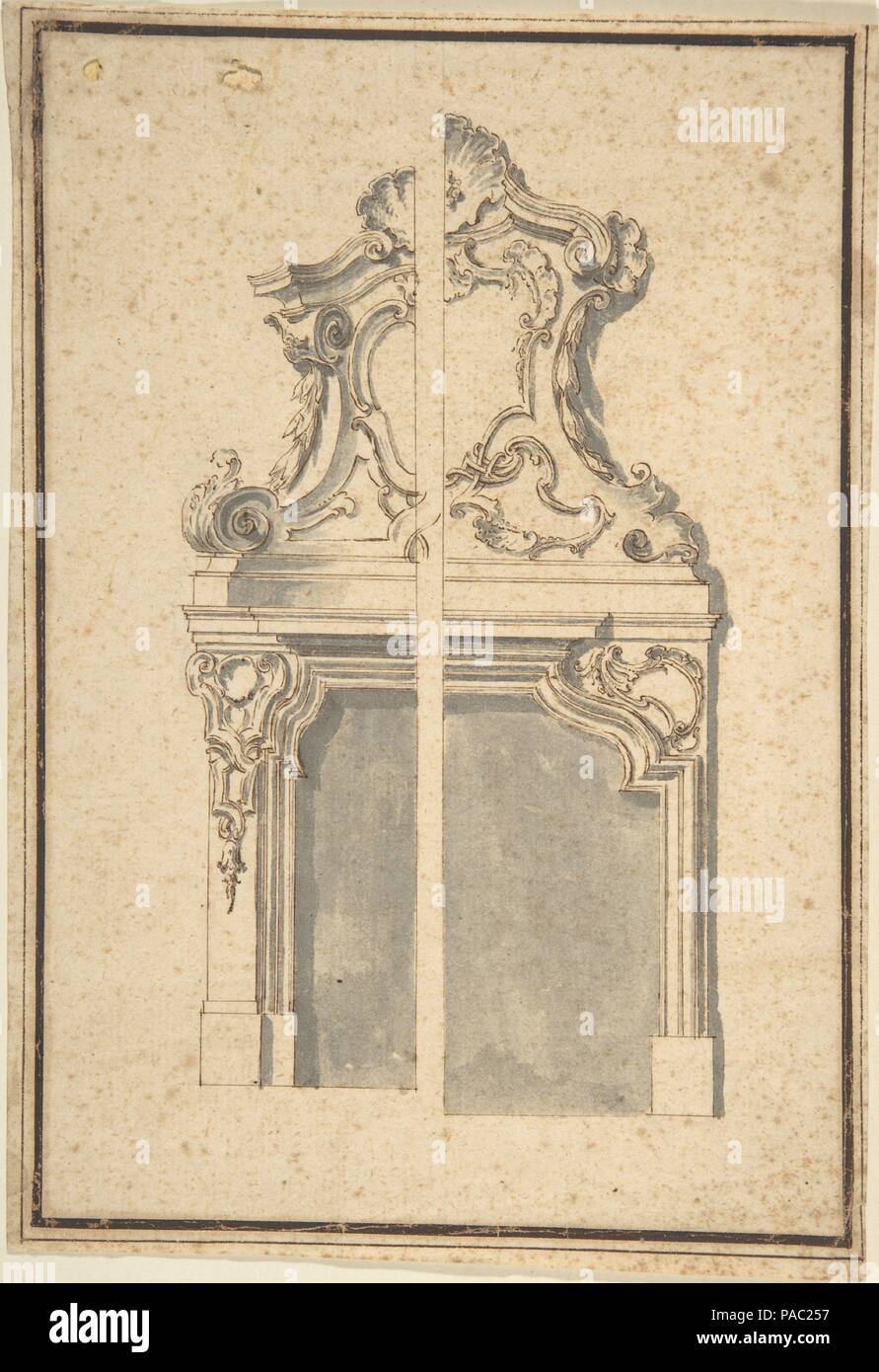 Drawing for Mantelpieces. Artist: Anonymous, Italian, 18th century. Dimensions: 9-1/4 x 6-5/16 in (23.4 x 16.1 cm). Date: 18th century. Museum: Metropolitan Museum of Art, New York, USA. Stock Photo