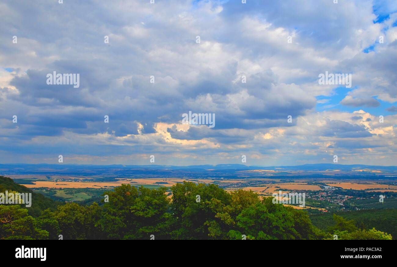 Beautiful summer landscape with blue and white clouds Stock Photo - Alamy