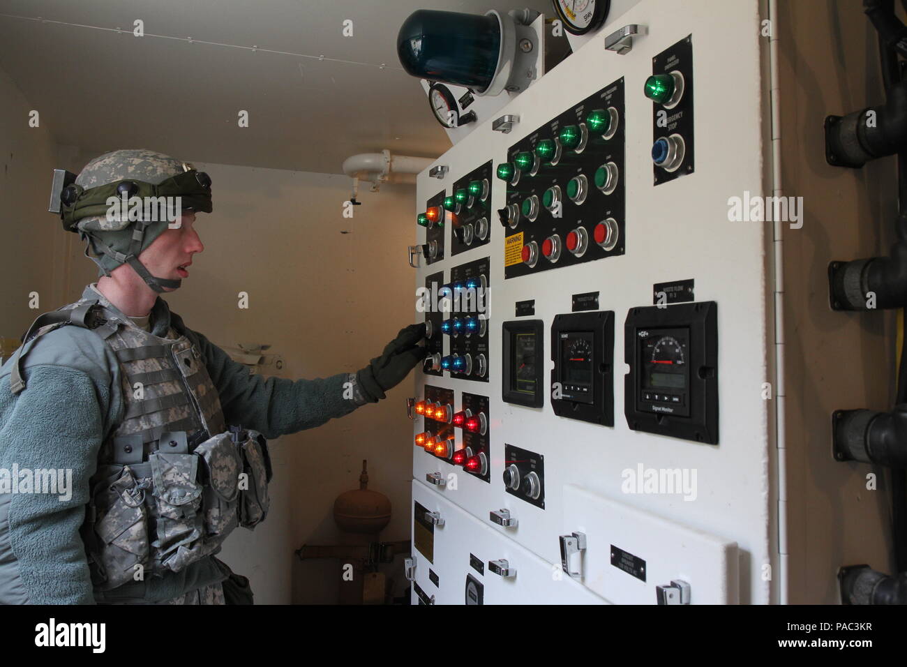 U.S. Army Spc. Ryan Canfield of the 301st Quartermaster Company (QM