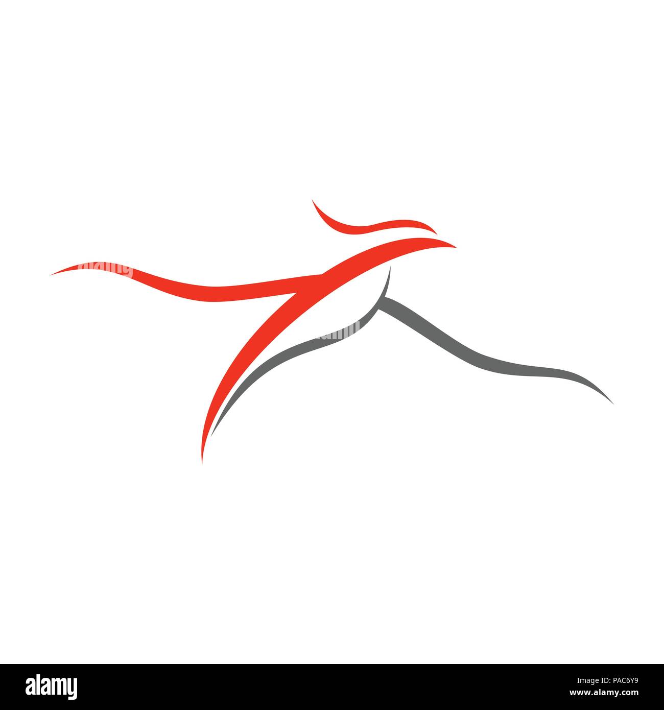 Ancient Dragon Phoenix Line Art Vector Symbol Graphic Logo Design Template Stock Vector