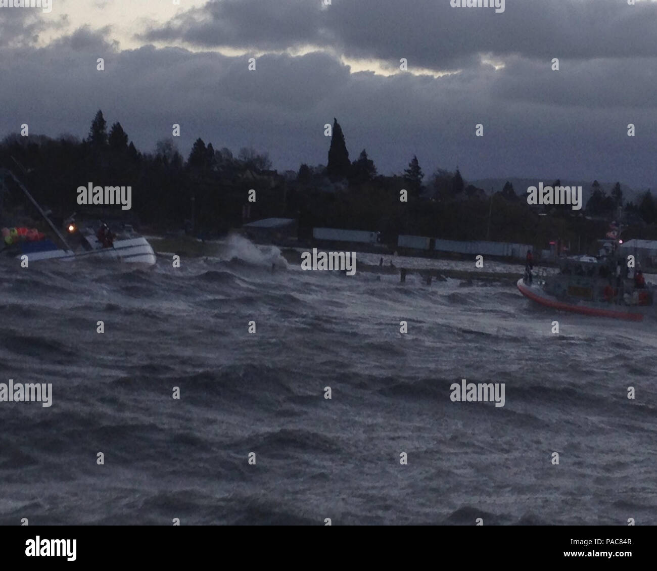 A U.S. Coast Guard rescue boat from Station Bellingham, Washington ...