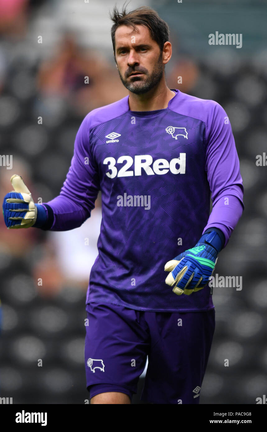 Derby County Goalkeeper Scott Carson During A Pre Season Friendly Match At Pride Park Derby Press Association Photo Picture Date Saturday July 21 2018 Photo Credit Should Read Anthony Devlin Pa Wire Editorial
