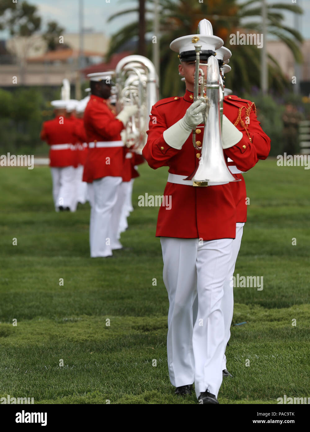 Marines with the United States Marine Drum and Bugle Corps, “the