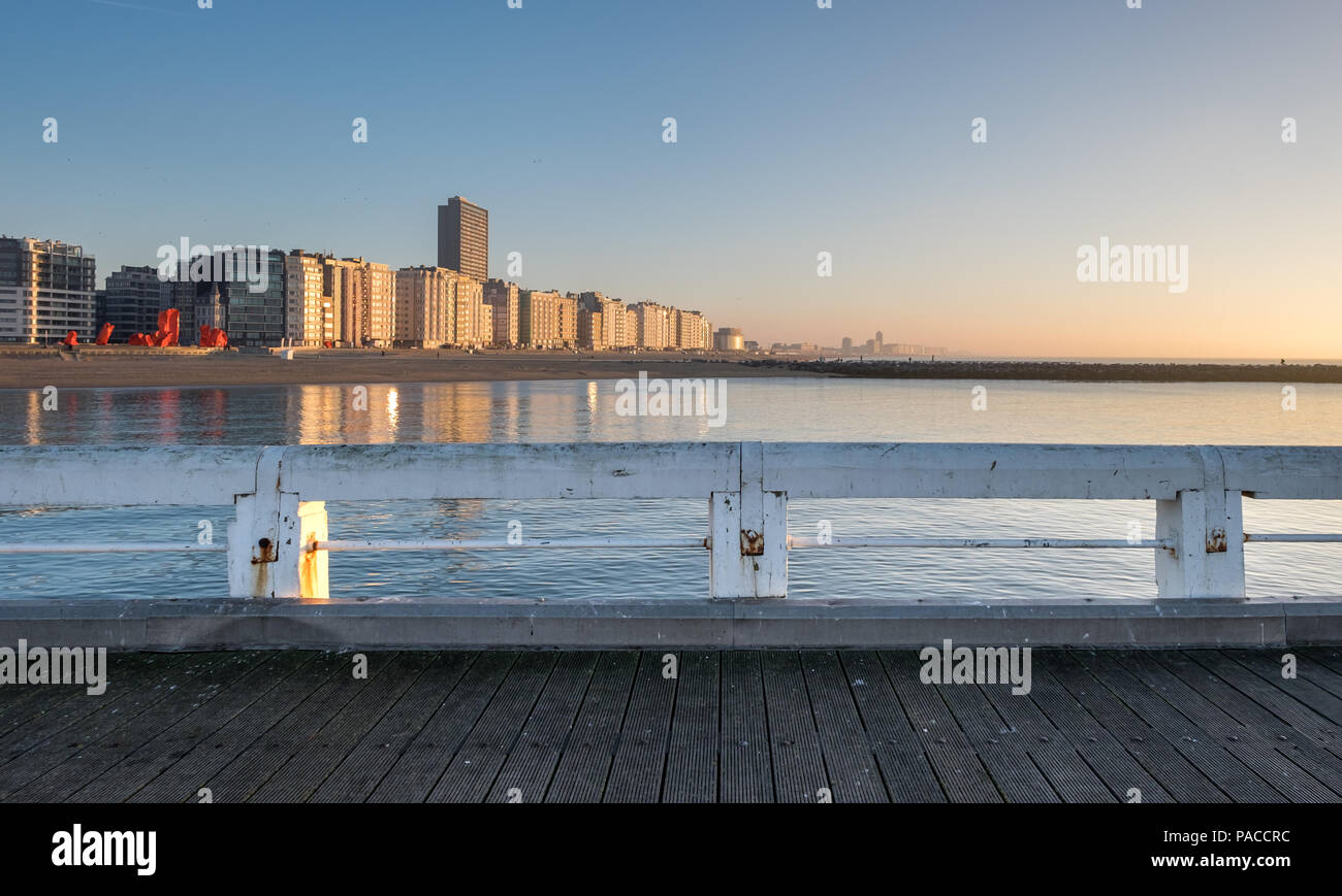 Panoramic view on the skyline of Oostende, Belgium. Stock Photo