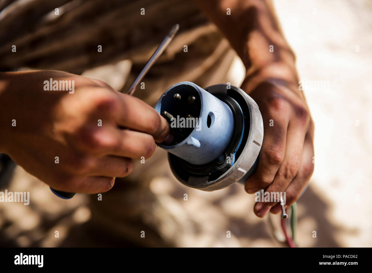 U.S. Marine Corps Cpl. James R. Smith, utilities electrician, Marine