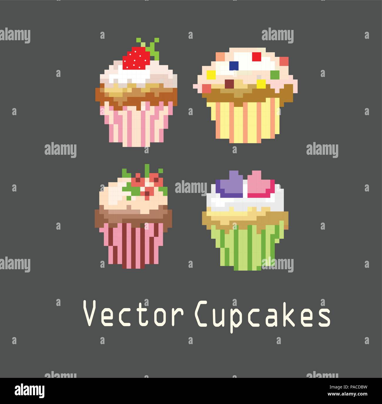 sets of cupcakes for decoration Stock Vector