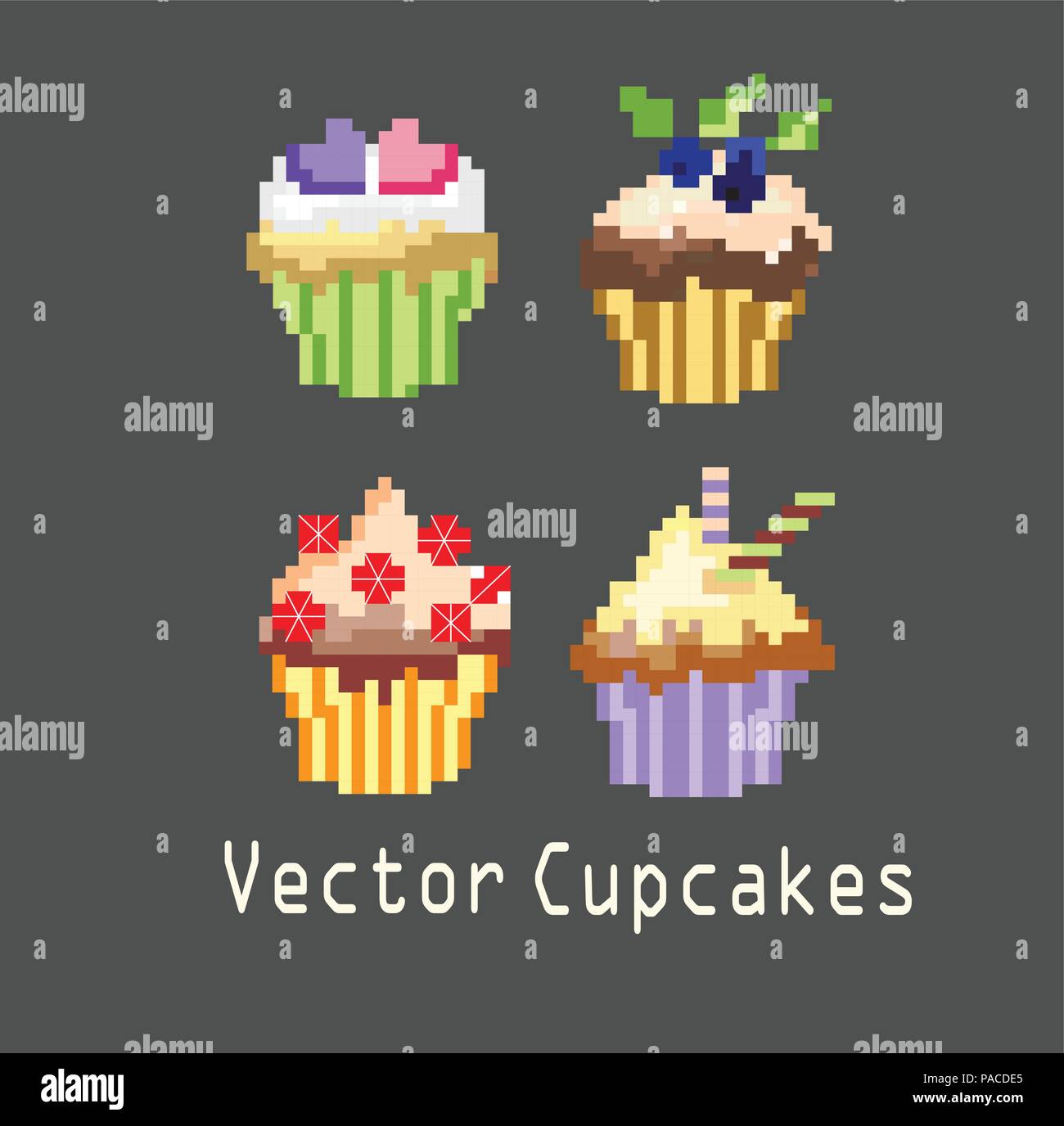 sets of cupcakes for decoration Stock Vector