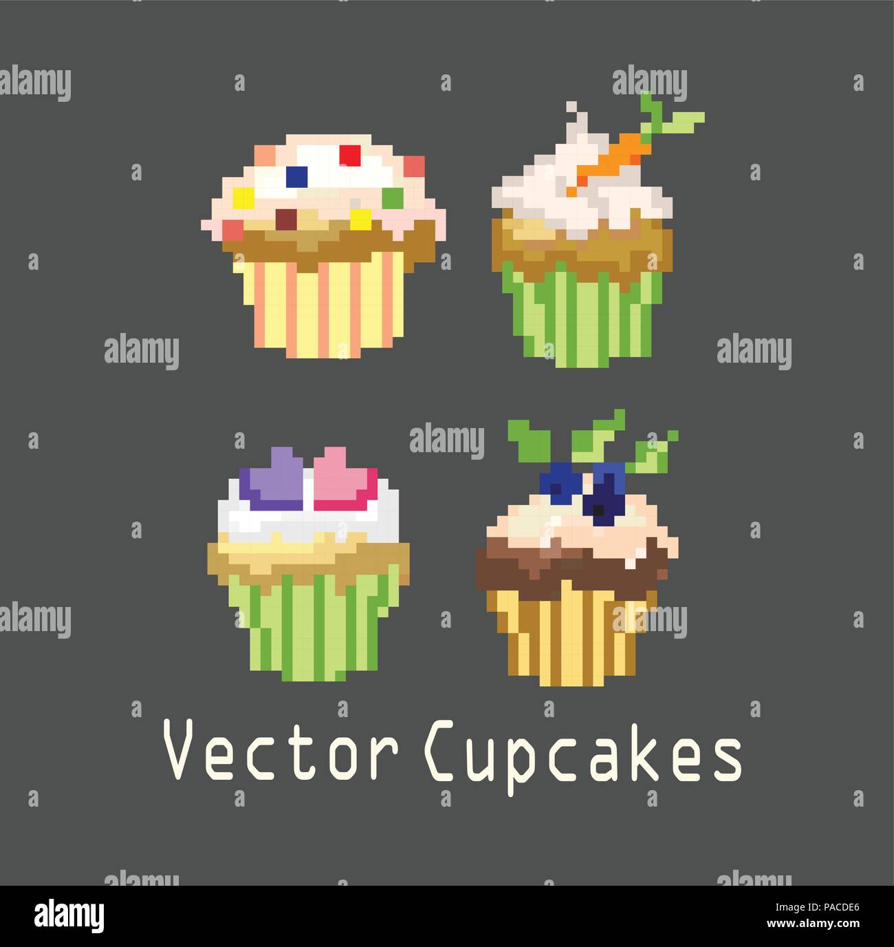 sets of cupcakes for decoration Stock Vector