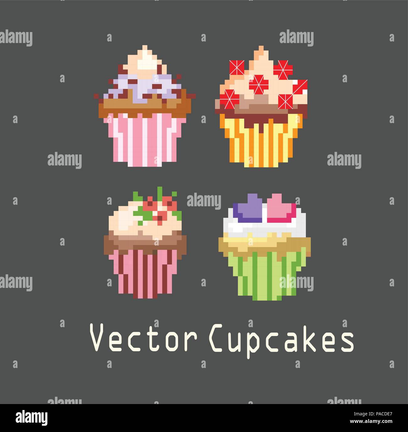 sets of cupcakes for decoration Stock Vector
