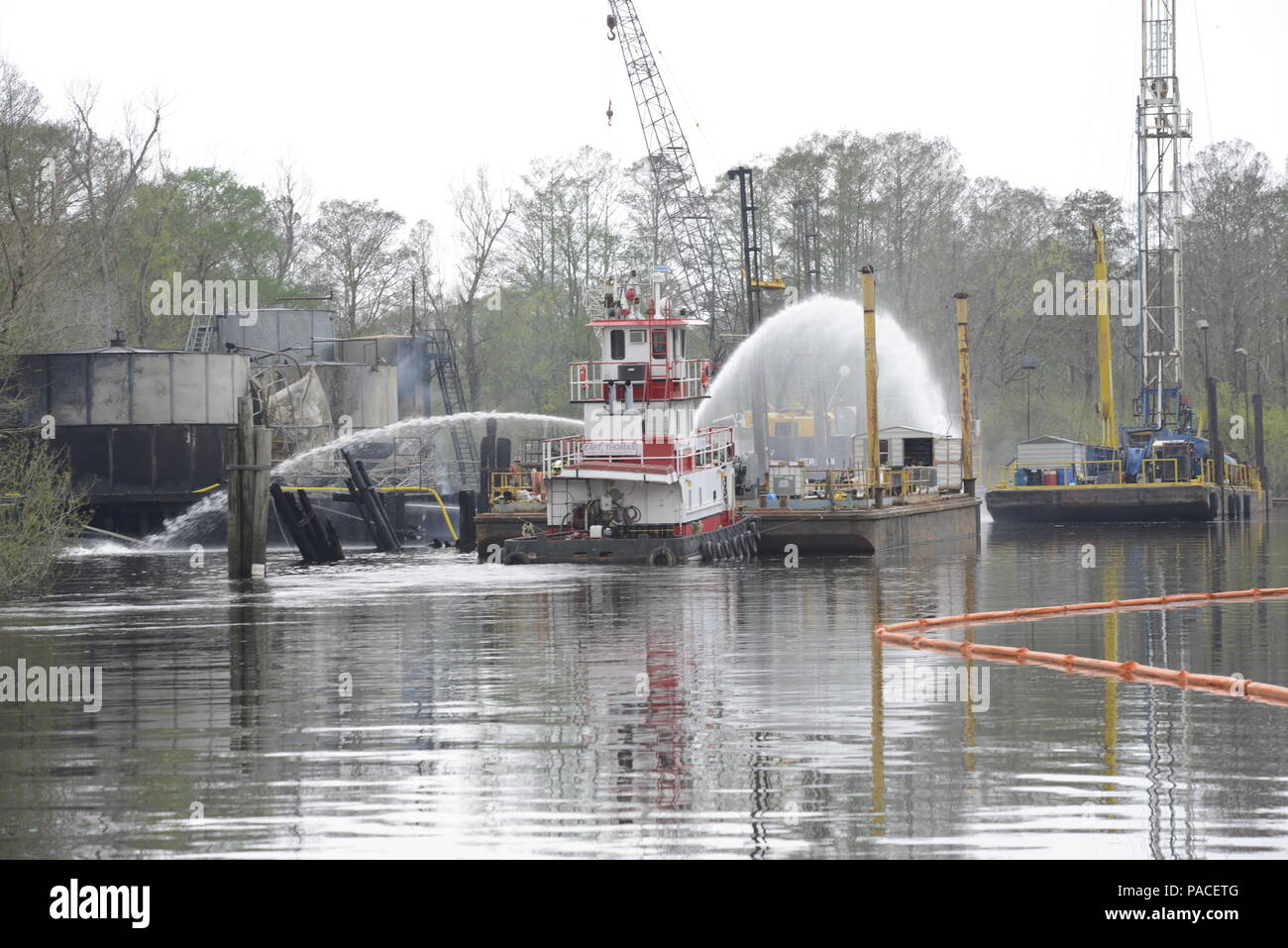The Coast Guard and state and local agencies respond to an oil