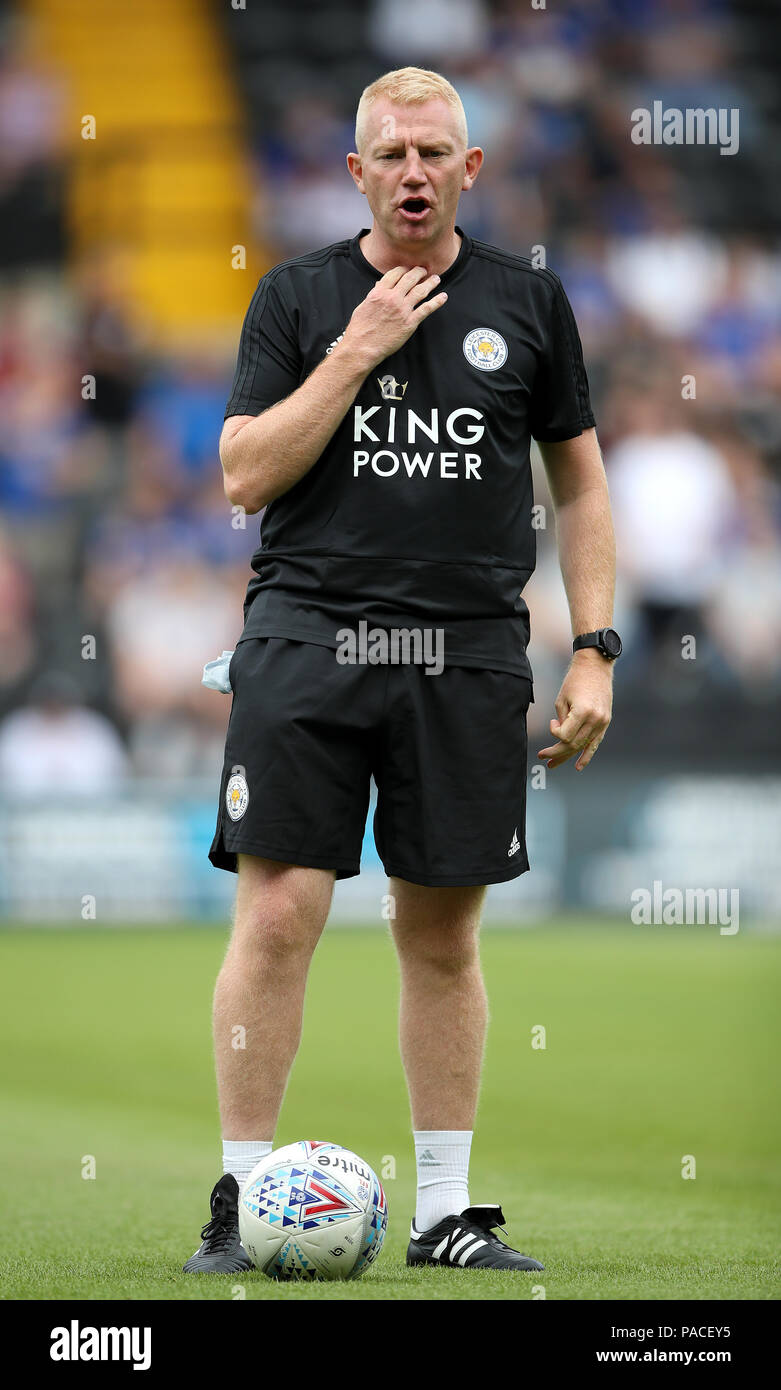 Leicester City assistant manager Adam Sadler during a pre season friendly match at Meadow Lane, Nottingham. PRESS ASSOCIATION Photo. Picture date: Saturday July 21, 2018. Photo credit should read: Nick Potts/PA Wire. EDITORIAL USE ONLY No use with unauthorised audio, video, data, fixture lists, club/league logos or 'live' services. Online in-match use limited to 75 images, no video emulation. No use in betting, games or single club/league/player publications. Stock Photo