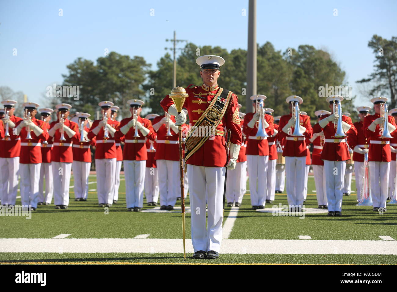 The Own” Marine Corps Drum and Bugle Corps, executes
